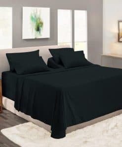 Juego de sábanas Split King Pizuna 100% Algodón Negro, 800