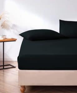 Sábana bajera negra Pizuna Pure 100% algodón tamaño King,