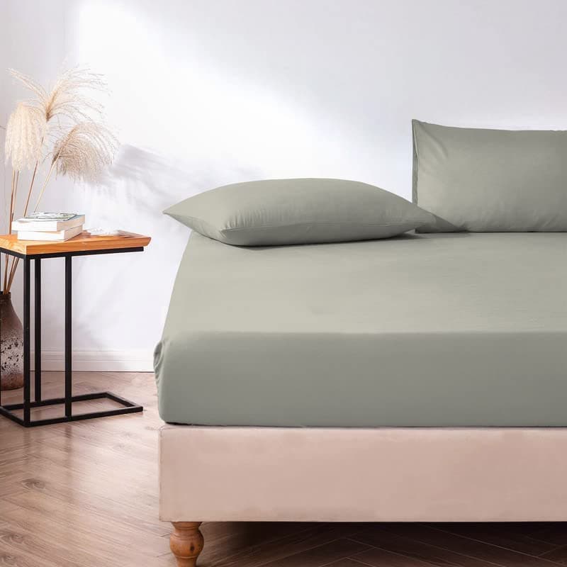 Sábana Ajustable Pizuna 100% Algodón Tamaño King Plateado,