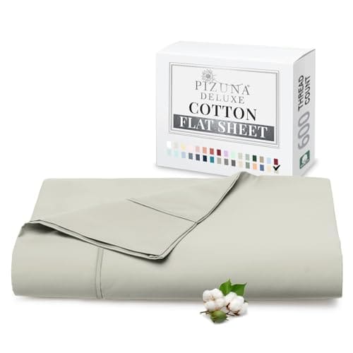 Sábana Plana de Algodón Puro 100% Pizuna para Cama King,
