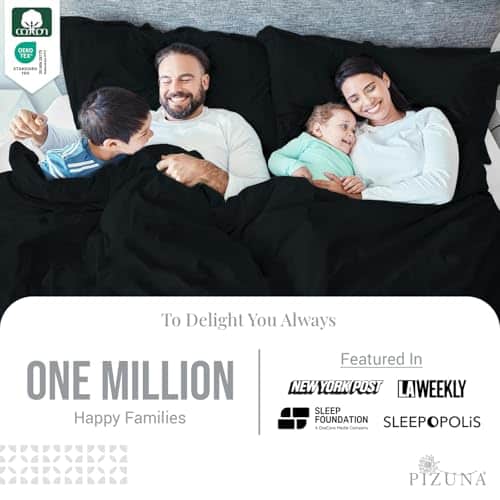 Sábana Plana de Algodón Puro 100% Pizuna King Negro (1 PC), - Imagen 9