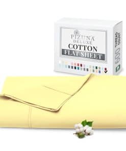 Sábana Plana Pizuna 100% Algodón Puro Queen Amarillo Suave
