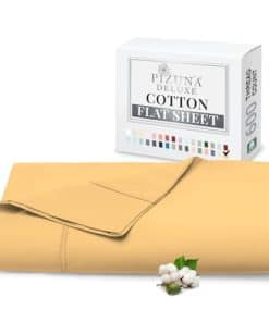 Sábana Plana Pizuna Pure 100% Algodón Tamaño Queen Amarillo