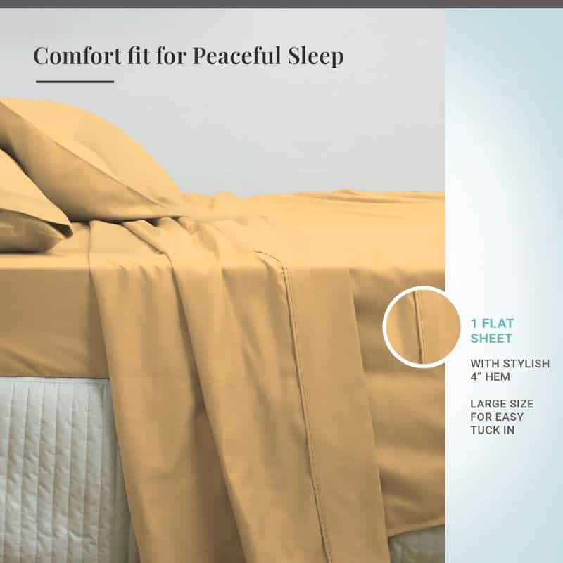 Sábana Plana Pizuna Pure 100% Algodón Tamaño Queen Amarillo - Imagen 4