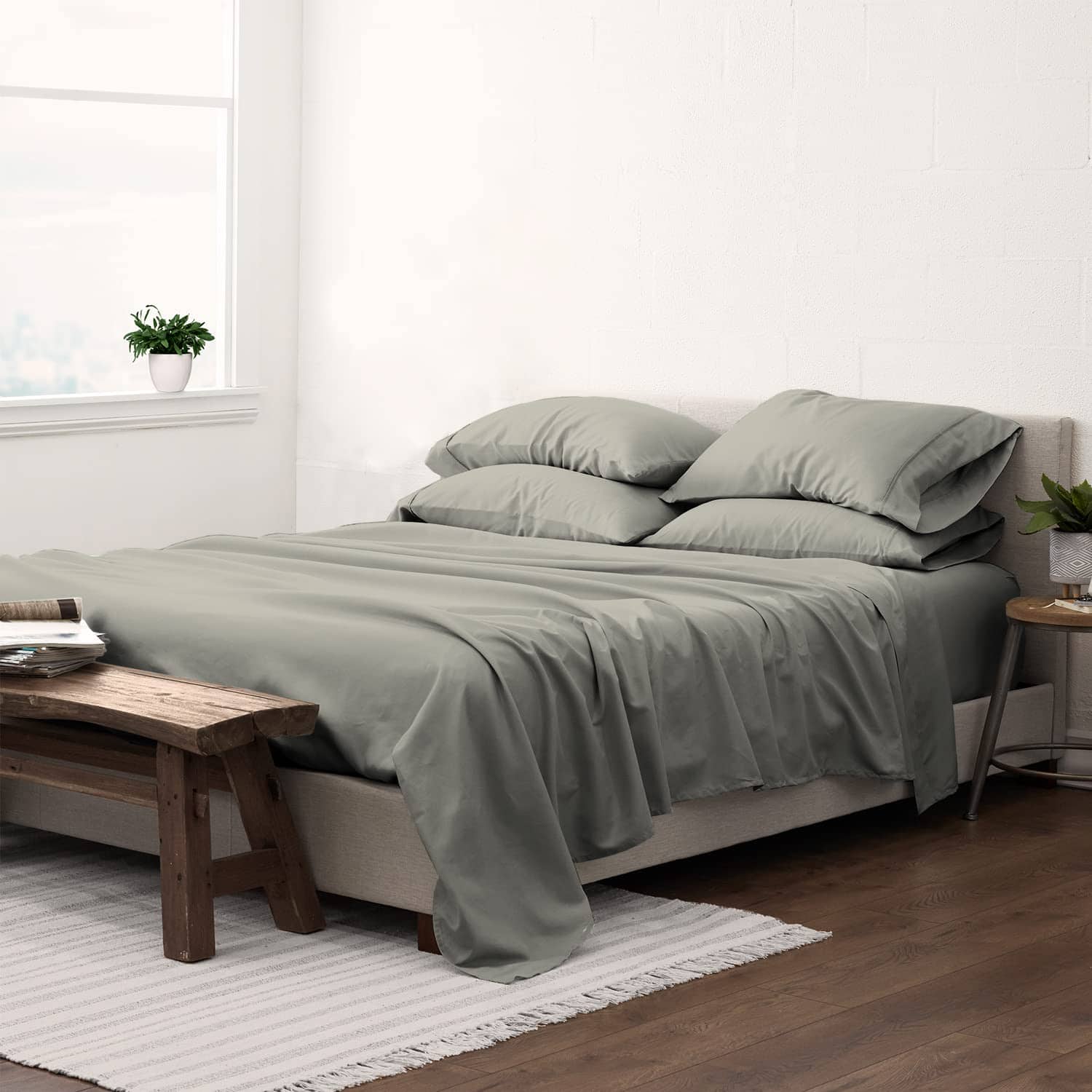 Juego de sábanas de algodón 100% puro de lujo para cama