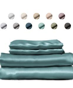 SUNDAYSILKS� | Juego de Sábanas de Seda -Azul Mineral