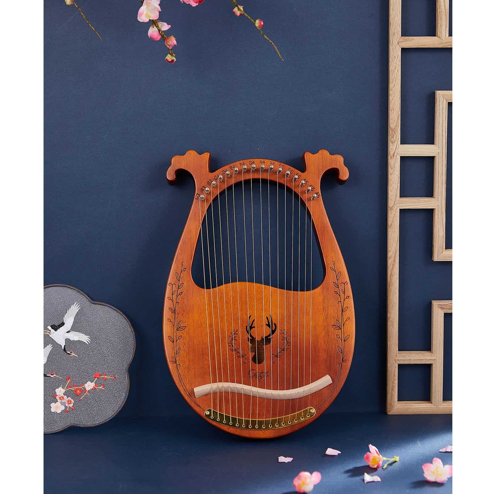 Lira Electrónica LvPets de 16 Cuerdas de Metal en Caoba con - Imagen 6