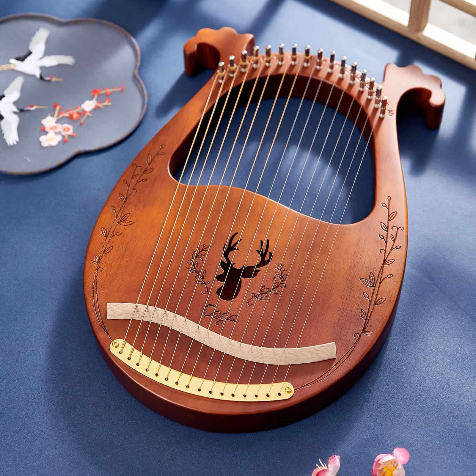 Lira Electrónica LvPets de 16 Cuerdas de Metal en Caoba con - Imagen 7