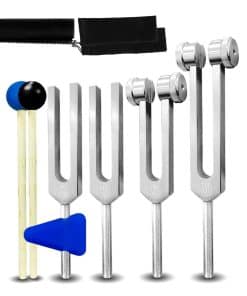 Juego de 4 Diapasones 128Hz 256Hz 512Hz 528Hz para Sanación