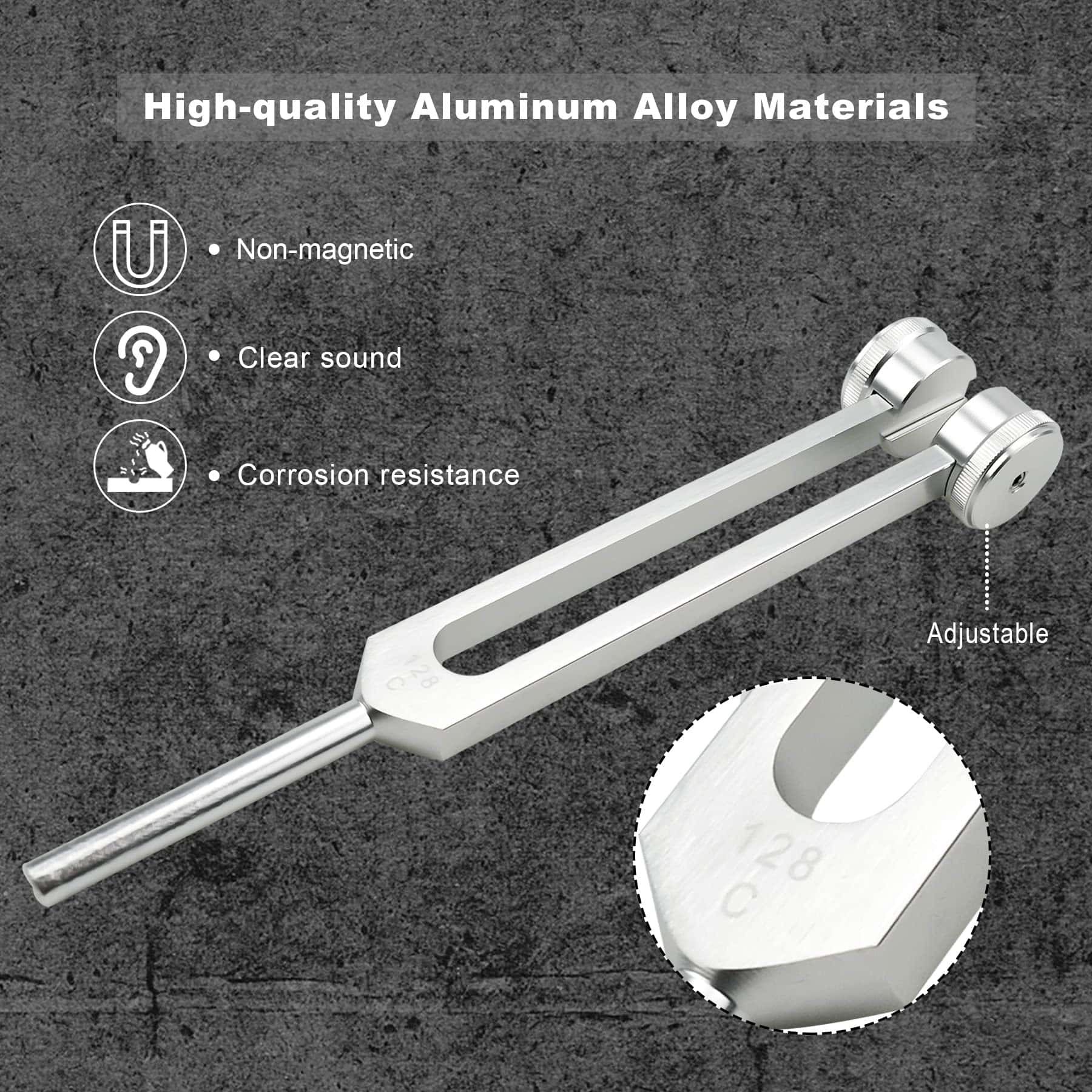 Juego de 4 Diapasones 128Hz 256Hz 512Hz 528Hz para Sanación - Imagen 4