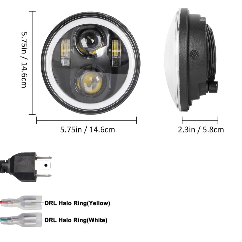 AMUNIESUN 4pcs Faros de 5 3/4" 5.75 pulgadas con Luz Alta - Imagen 5