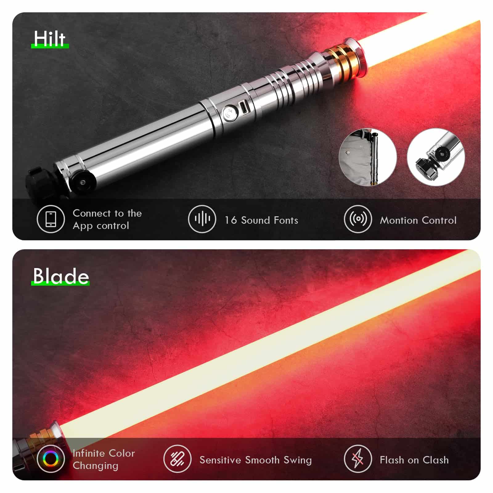 Sable de luz personalizado con sensor de movimiento RGBX, - Imagen 4