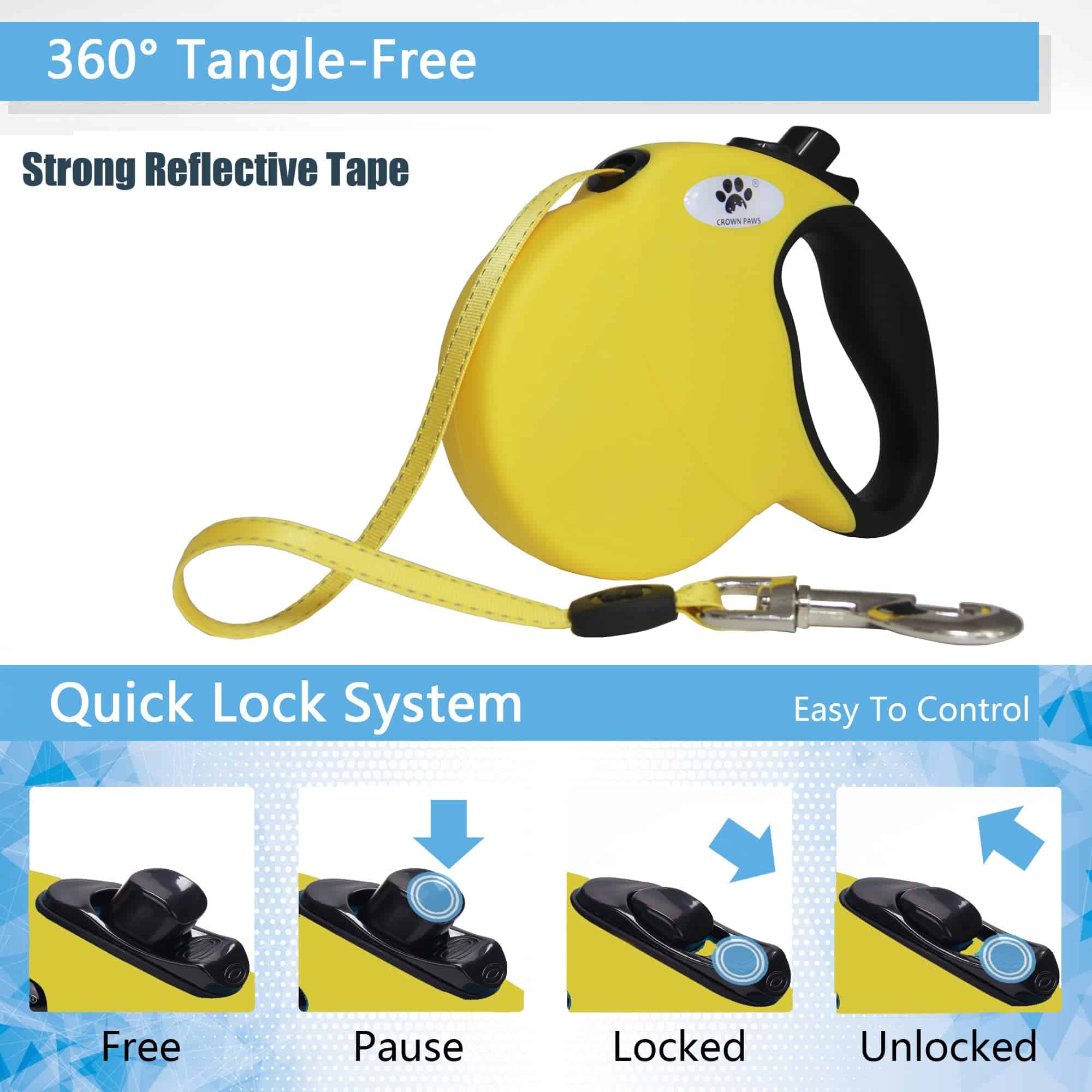 Correa Retráctil para Perros CROWN PAWS de 16 pies Correa - Imagen 4
