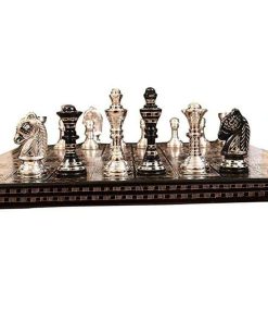 Set de Ajedrez de Latón con Tablero de Metal de Lujo Juego