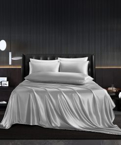 Juego de Sábanas de Satén HommxJF 5 Piezas -Gris Claro