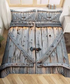Set de Ropa de Cama de Puerta de Granero de Madera Queen,