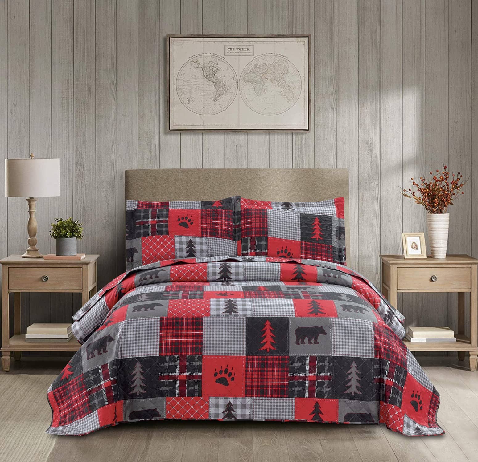 Juego de Cama Lodge Quilt para Cama King Size Rústico con