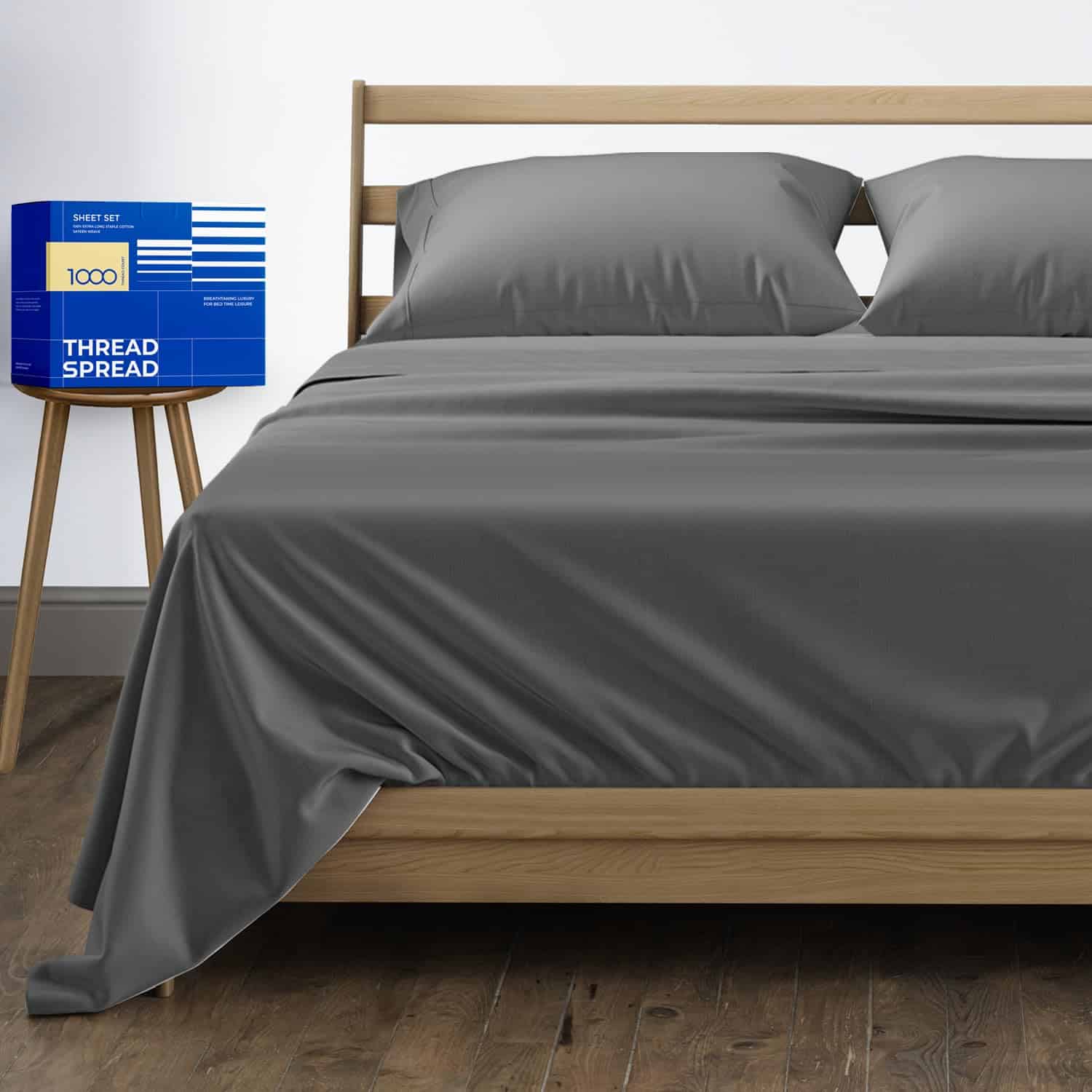 Juego de sábanas 100% algodón egipcio -Gris Oscuro