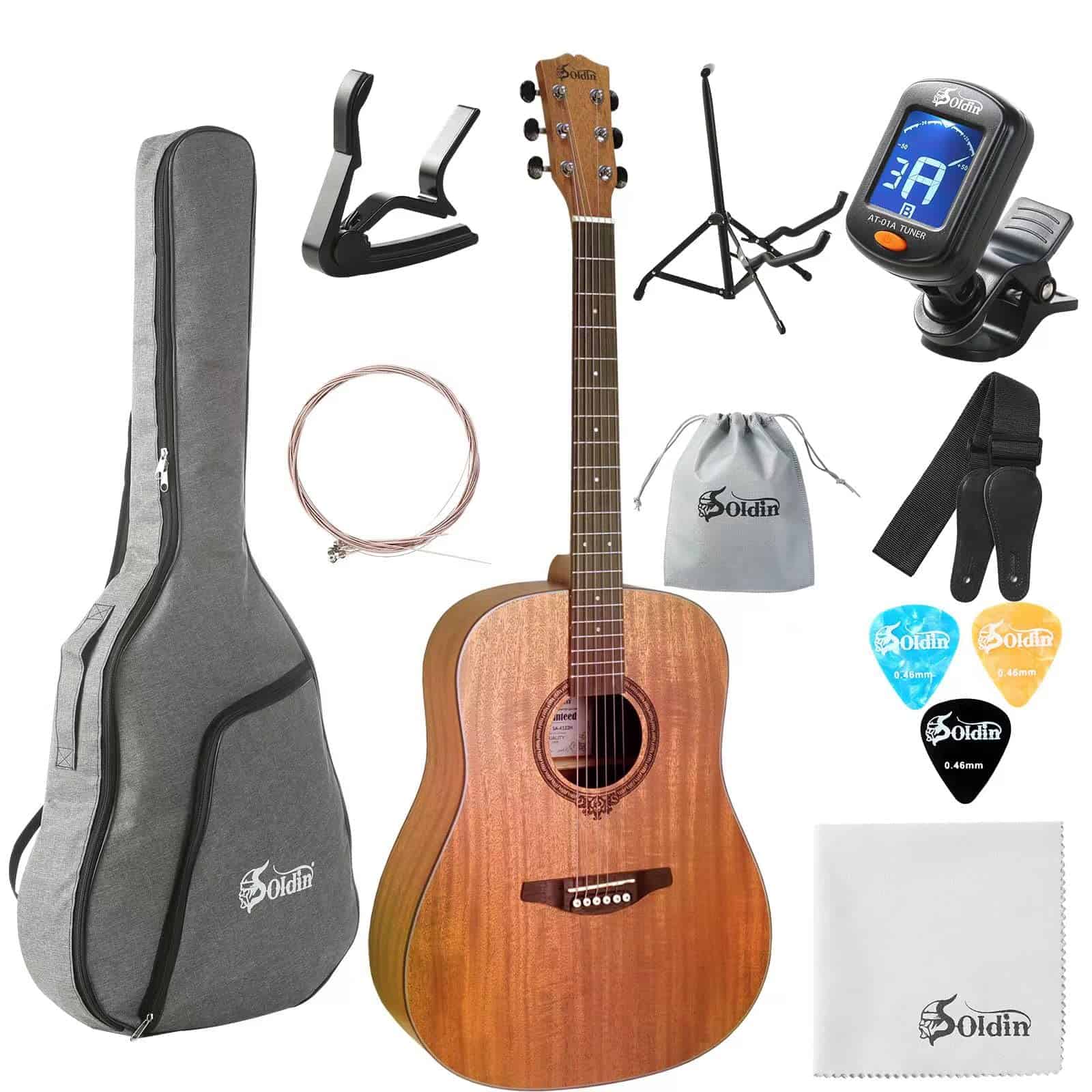 Kit de Guitarra Acústica Dreadnought 41 Pulgadas Todo Caoba