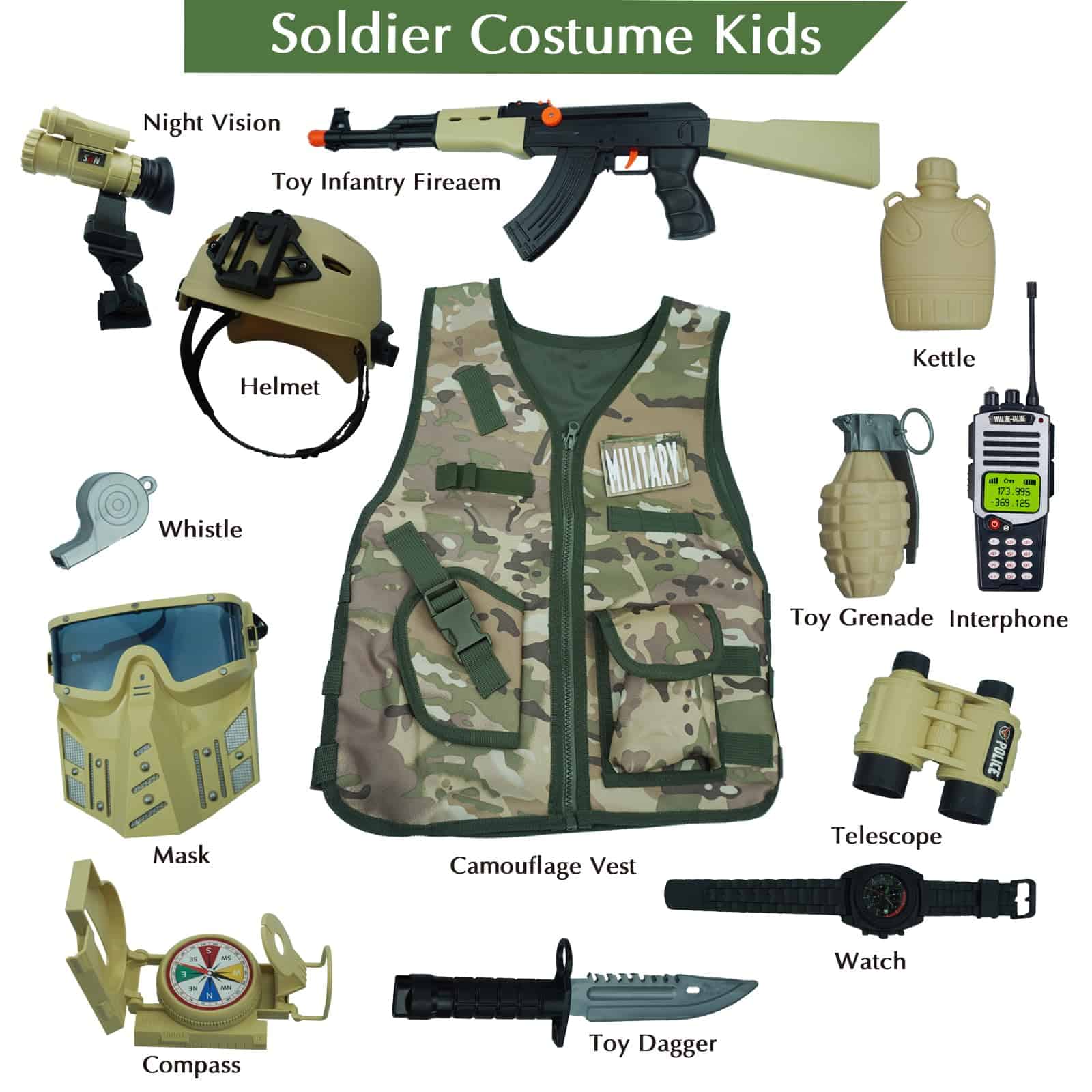 Set de Soldado de Juguete para Niños RedCrab con Casco, - Imagen 3