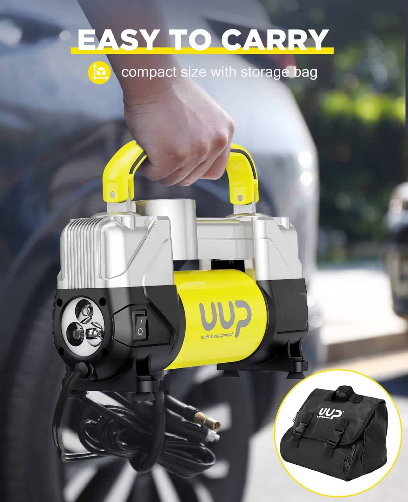 Compresor de aire UUP para neumáticos, 150 PSI 12V DC con - Imagen 7