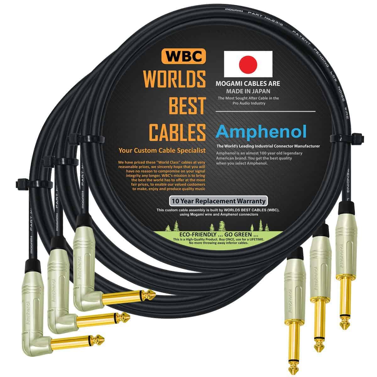 3 Unidades - 3 Pies - Cable para Pedal, Efectos, Patch,
