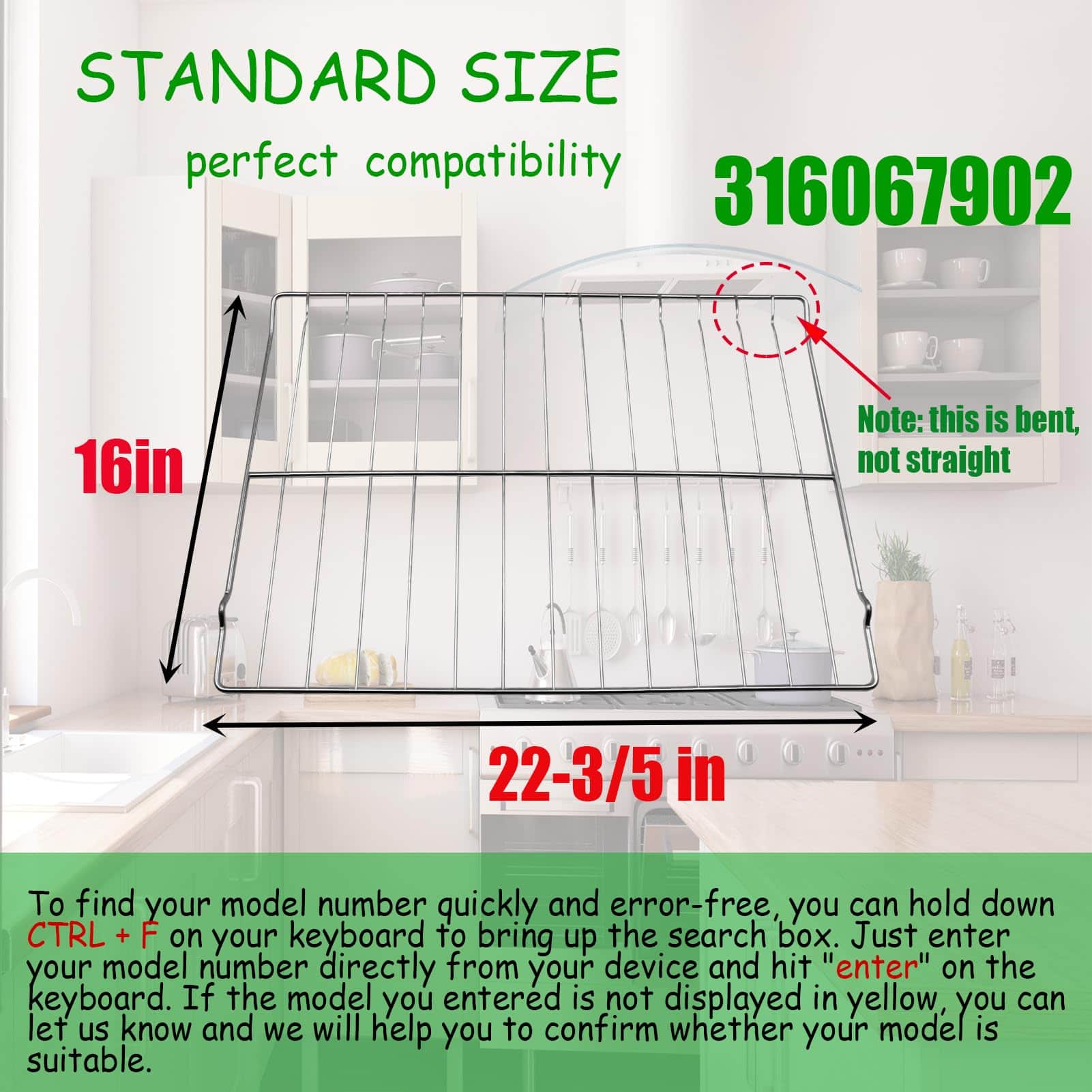 Rejilla para horno 316067902, 316067901 - 22-3/5" * 16" - Imagen 3