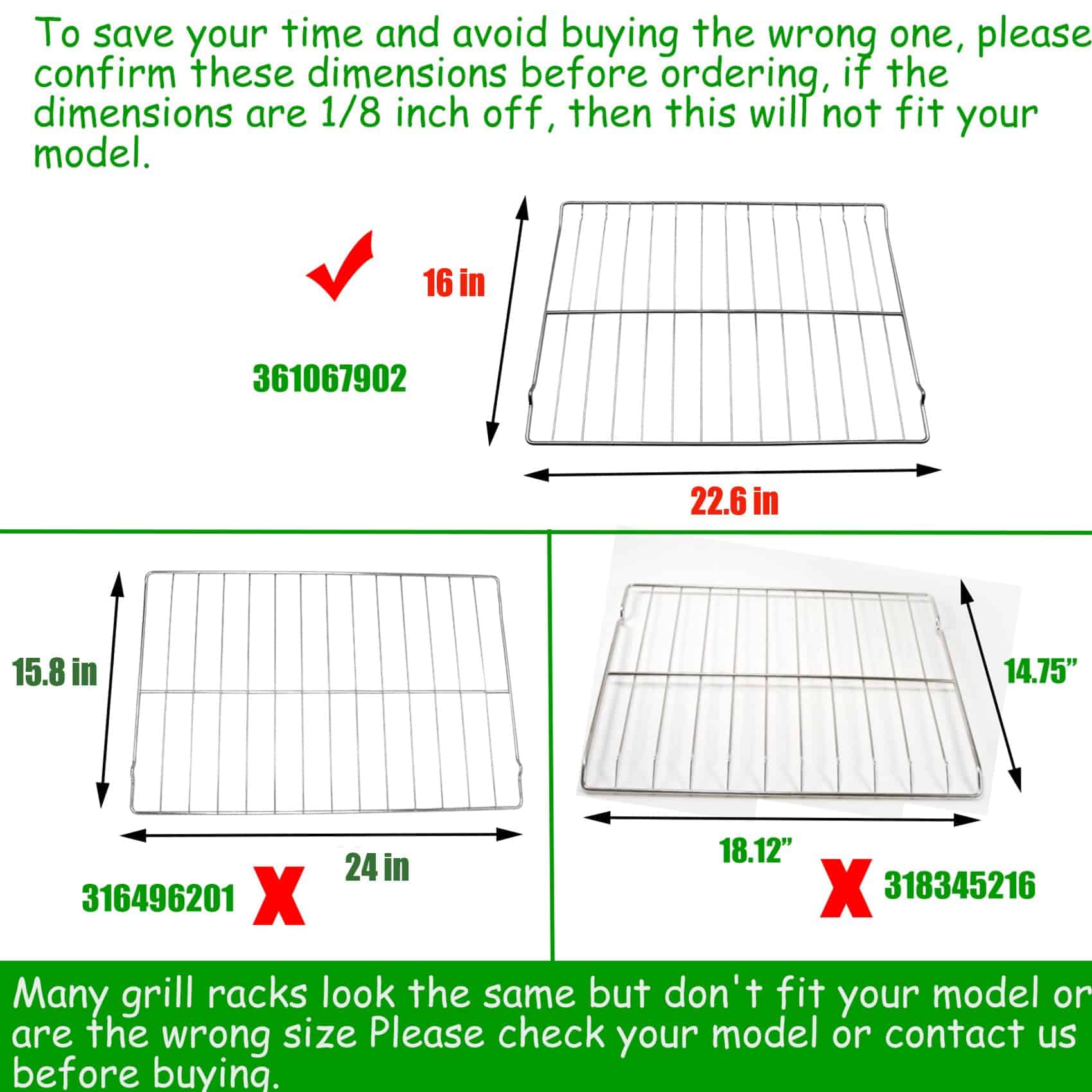 Rejilla para horno 316067902, 316067901 - 22-3/5" * 16" - Imagen 4