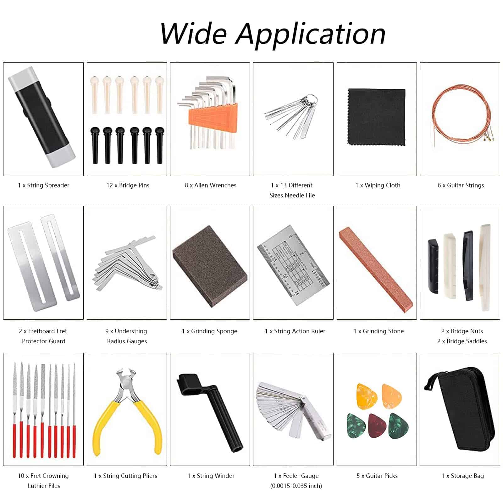 Kit de Herramientas para Guitarra de 72 Piezas, Kit - Imagen 8