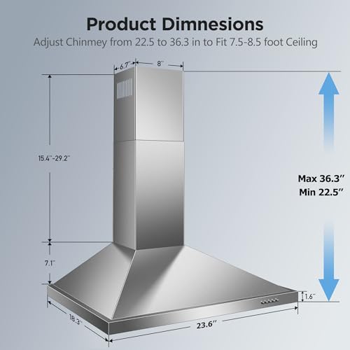 Campana Extractora de 24 Pulgadas Zomagas, Campana de Pared - Imagen 8