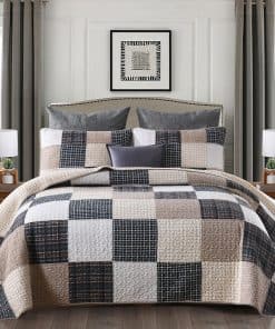 Colcha King KALOOLA Patchwork, 100% Algodón Juego de 3