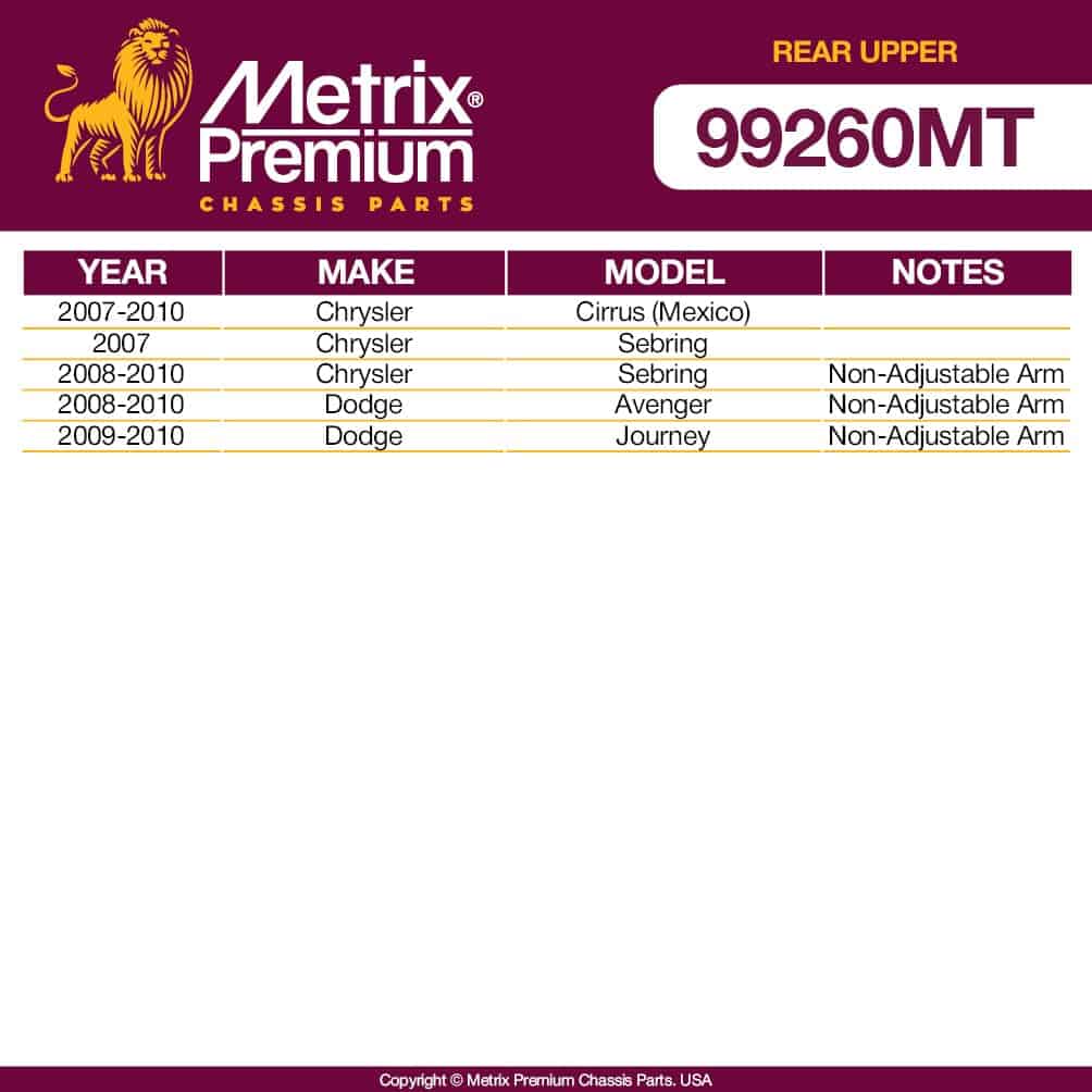 Metrix Premium 2 PCS Brazo de Control Trasero RK641880 - Imagen 3