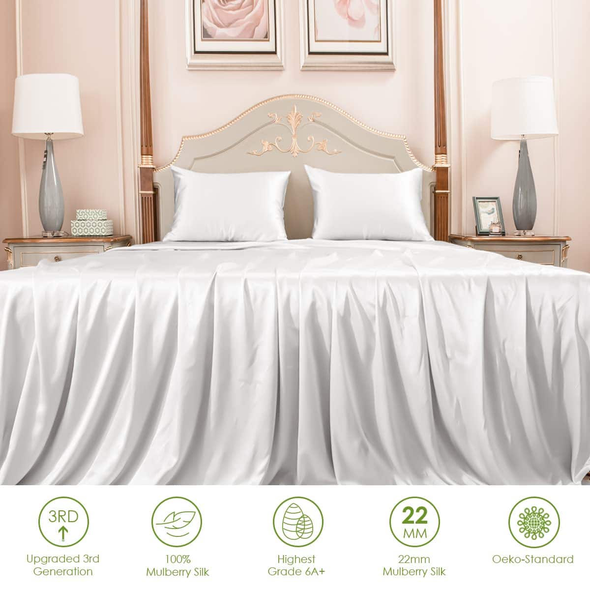 Sábana de seda plana Promeed de 22 mm, 100% de seda de - Imagen 3