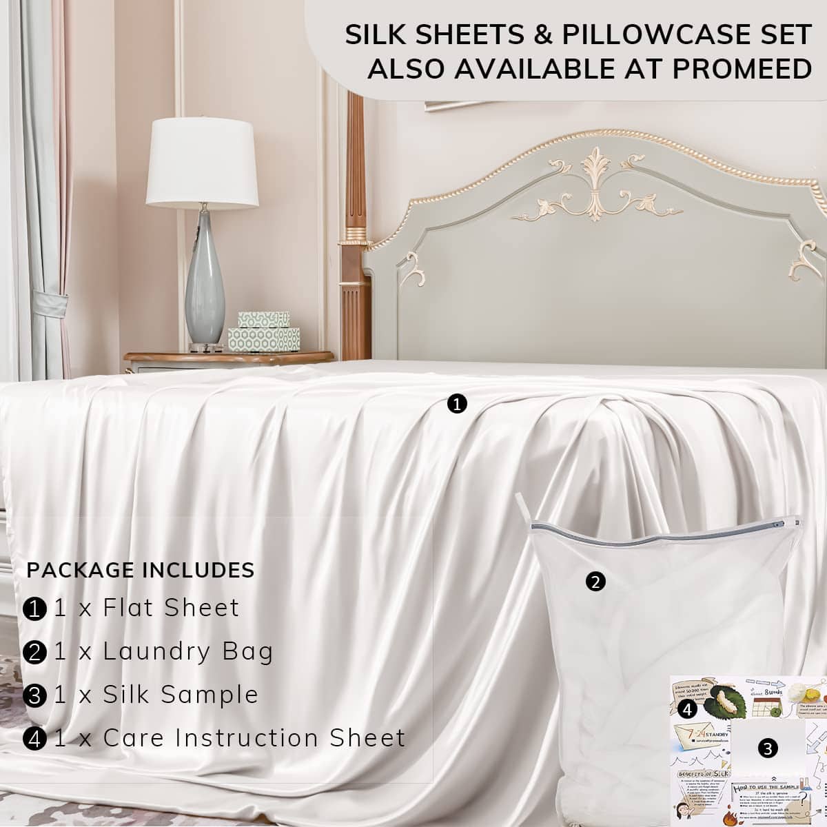 Sábana de seda plana Promeed de 22 mm, 100% de seda de - Imagen 7
