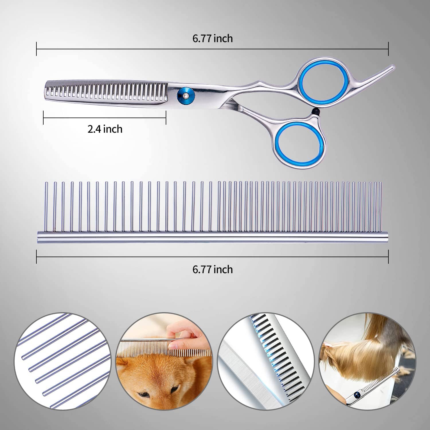 Juego de tijeras para el cuidado de mascotas Roziapro 4CR - Imagen 5