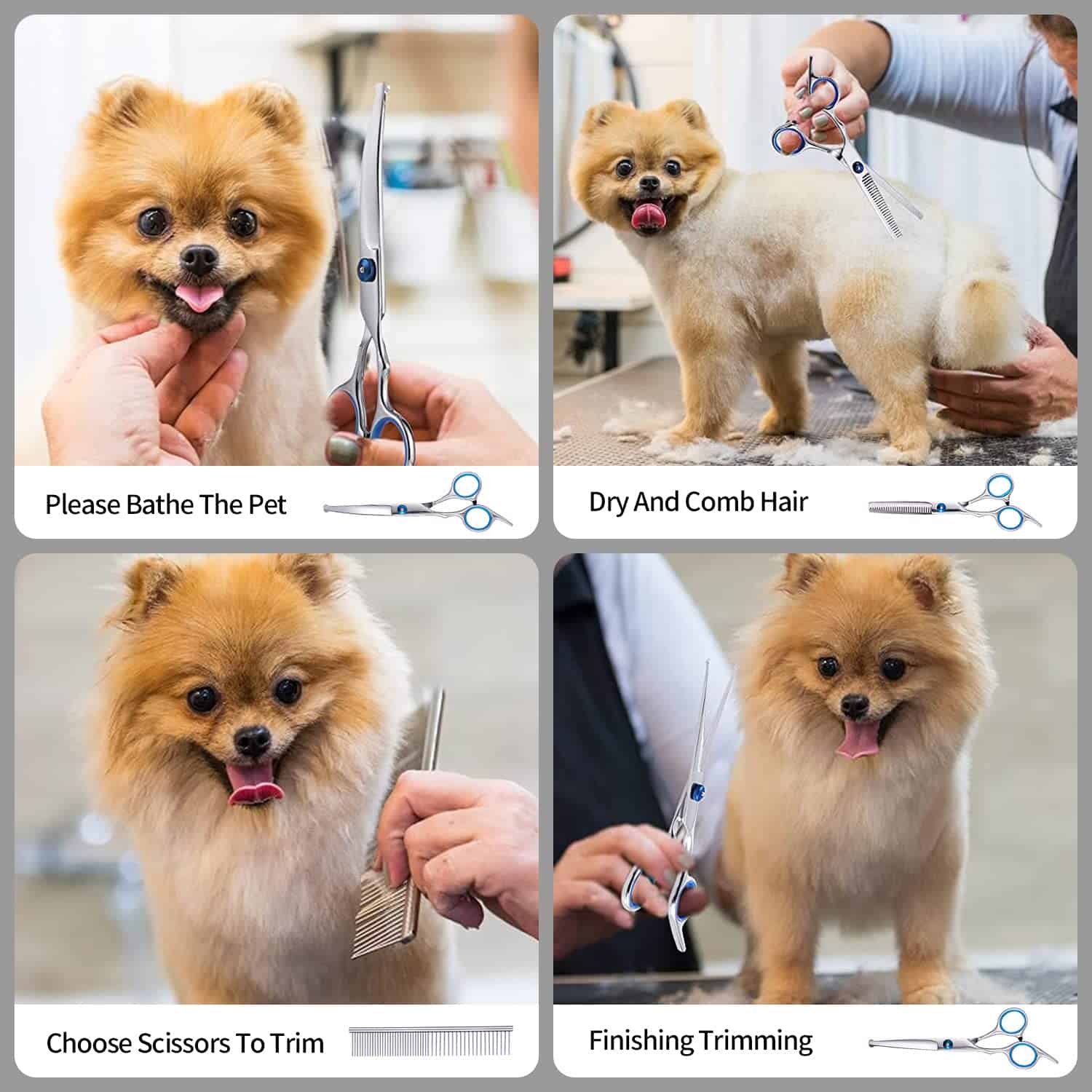 Juego de tijeras para el cuidado de mascotas Roziapro 4CR - Imagen 7