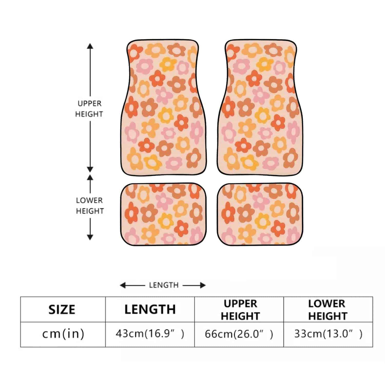 Tapetes de Piso de Coche de Flores Groovy Vintage Dibujo - Imagen 3