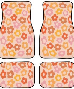 Tapetes de Piso de Coche de Flores Groovy Vintage Dibujo