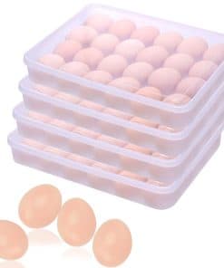 96 Porta Huevos para Refrigerador, Juego de 4 Bandejas