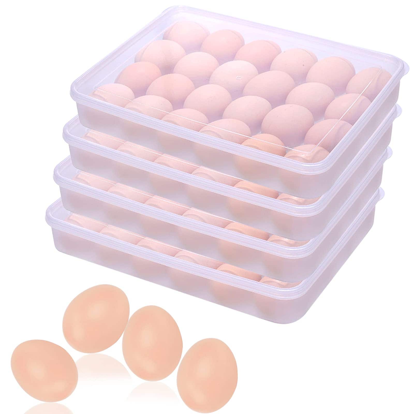96 Porta Huevos para Refrigerador, Juego de 4 Bandejas