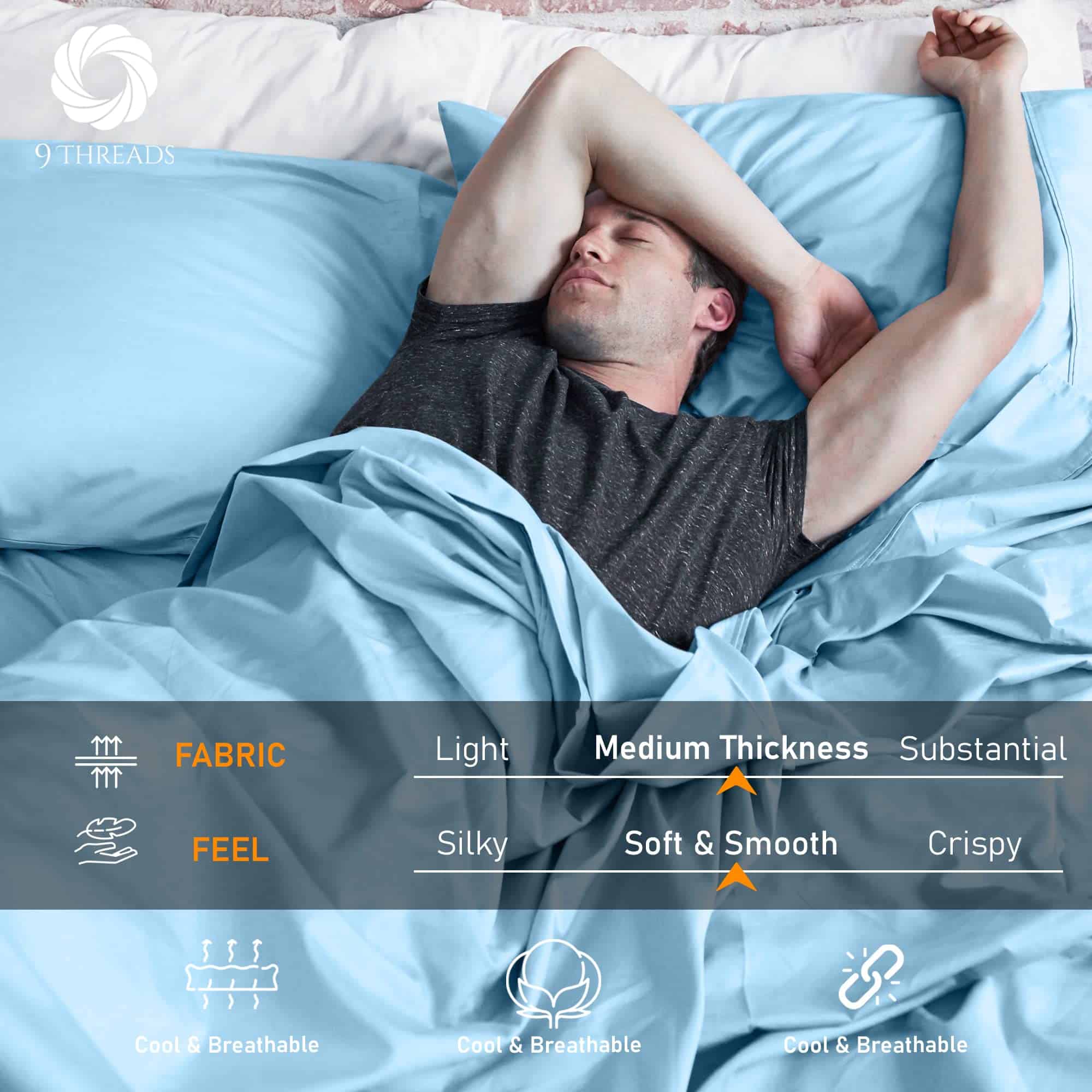 Juego de sábanas 9Threads 400 hilos 100% algodón satén con - Imagen 6