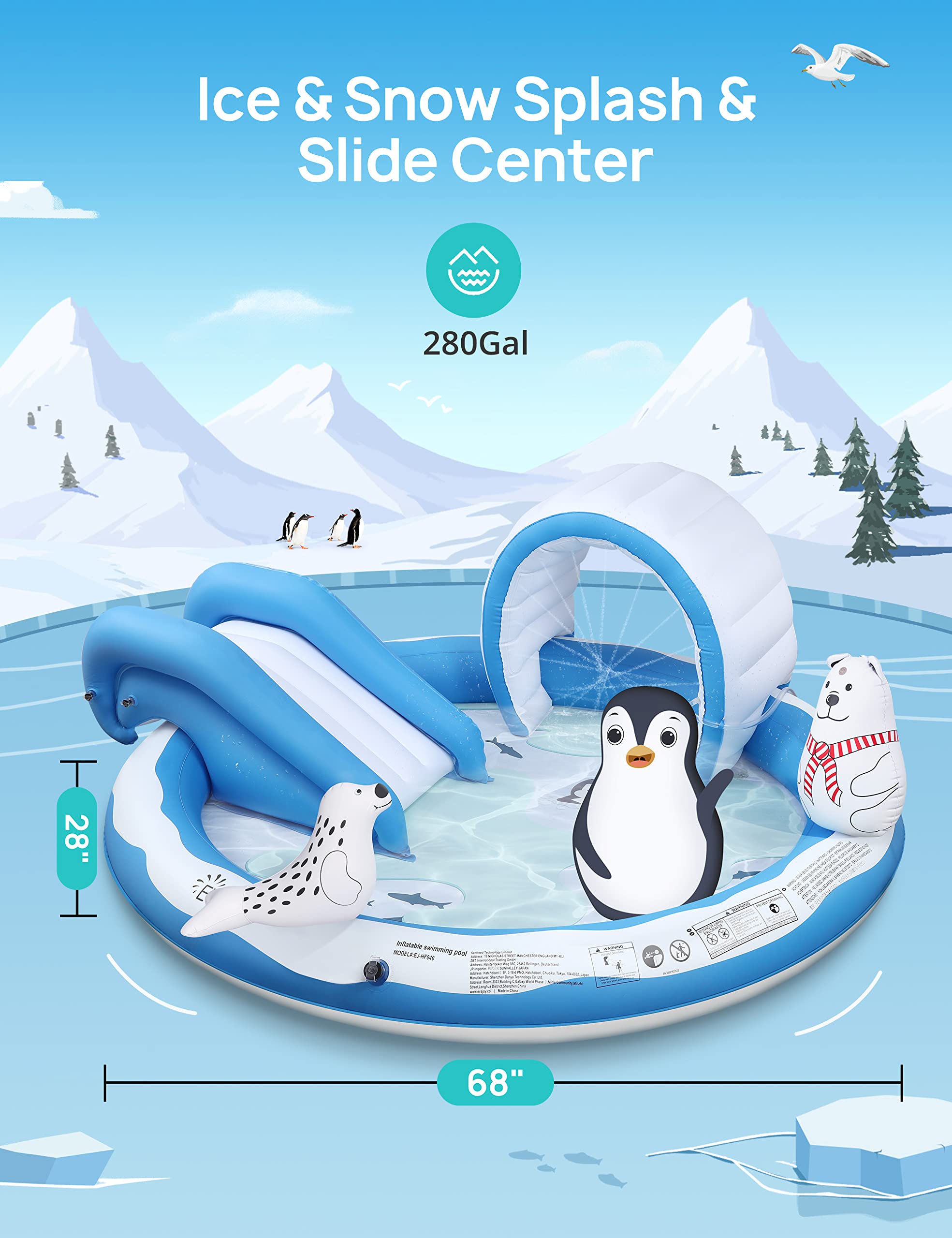 Centro de Juegos Inflable, Piscina para Niños EVAJOY con - Imagen 6