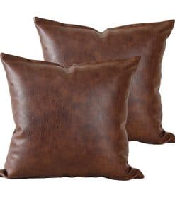 Set de 2 Fundas de Cojín de Cuero Sintético 65 x 65 Marrón