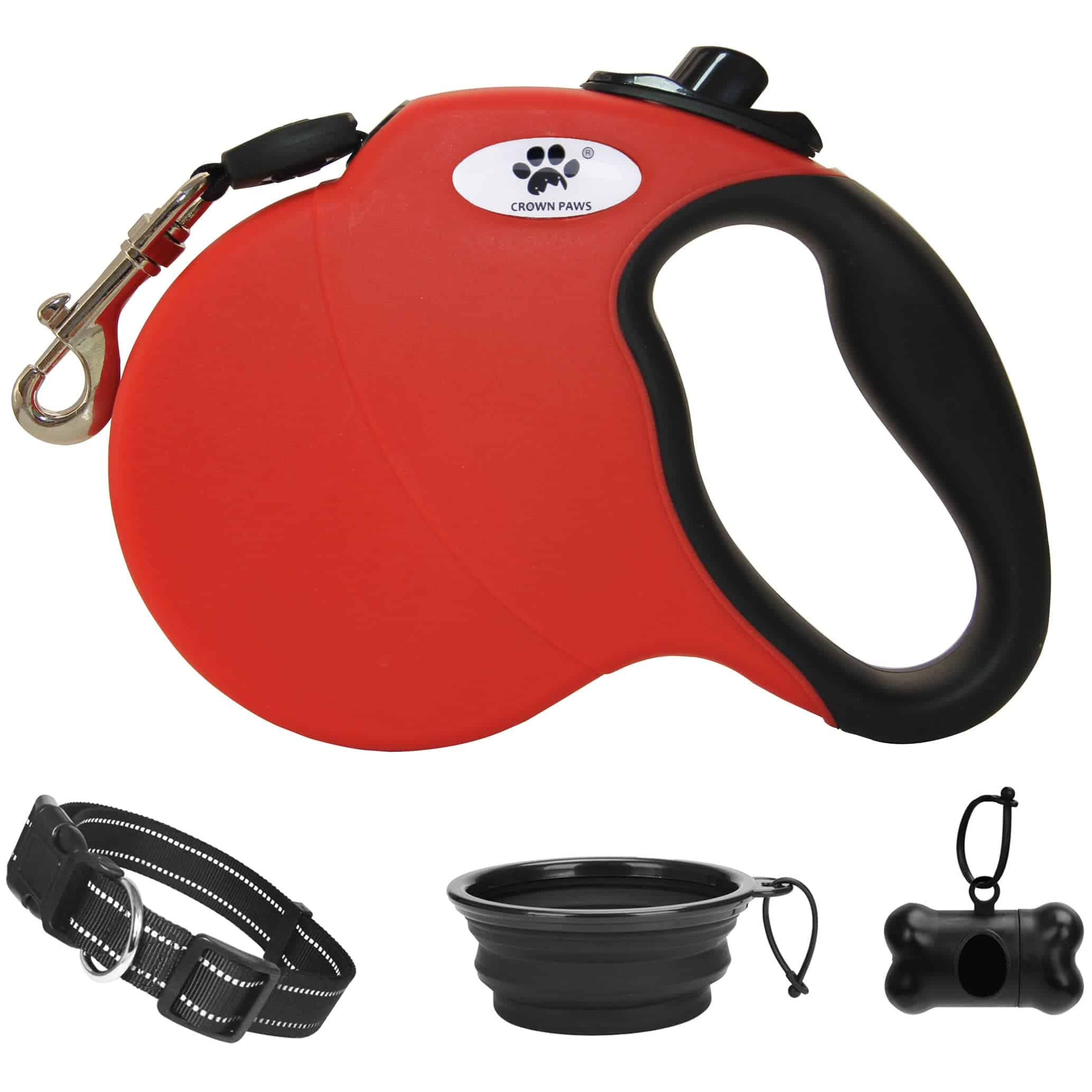 Correa retráctil para perros CROWN PAWS de 16 pies para
