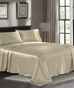 Juego de sábanas de satén King [4 piezas, champagne gold] -