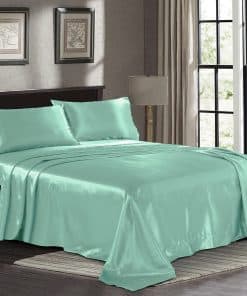 Sábanas de Satén King [4 Piezas, Turquesa] Juego de Sábanas