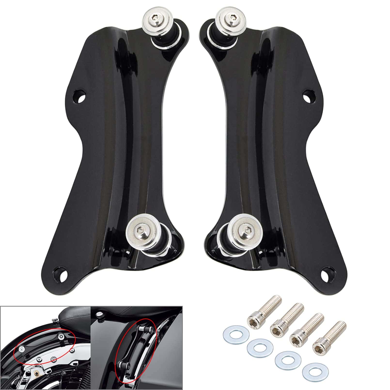 Kit de Hardware de Anclaje de 4 Puntos en Negro Brillante