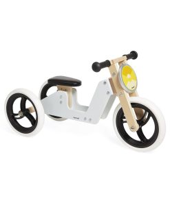 Janod - Triciclo de madera 2 en 1 escalable y bicicleta de