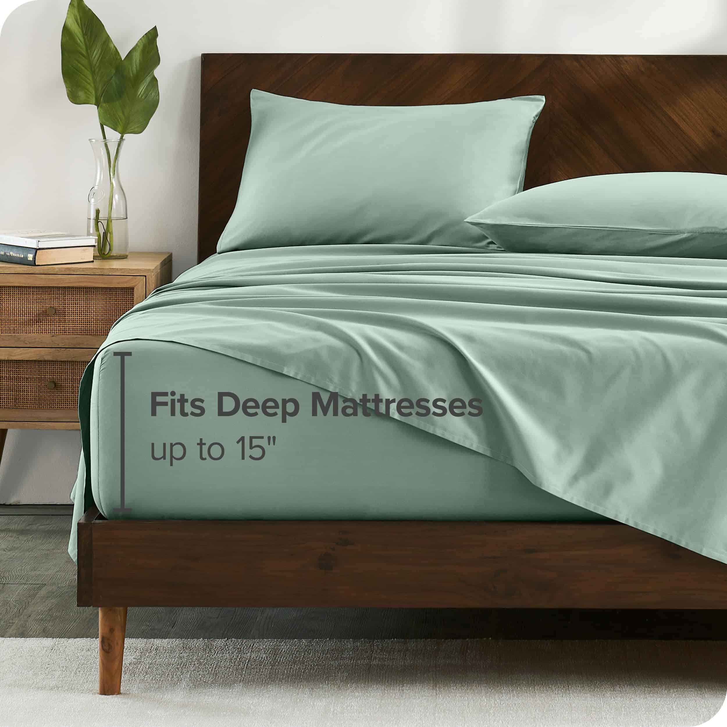 Juego de sábanas Twin XL 100% algodón orgánico -Verde sauce - Imagen 5