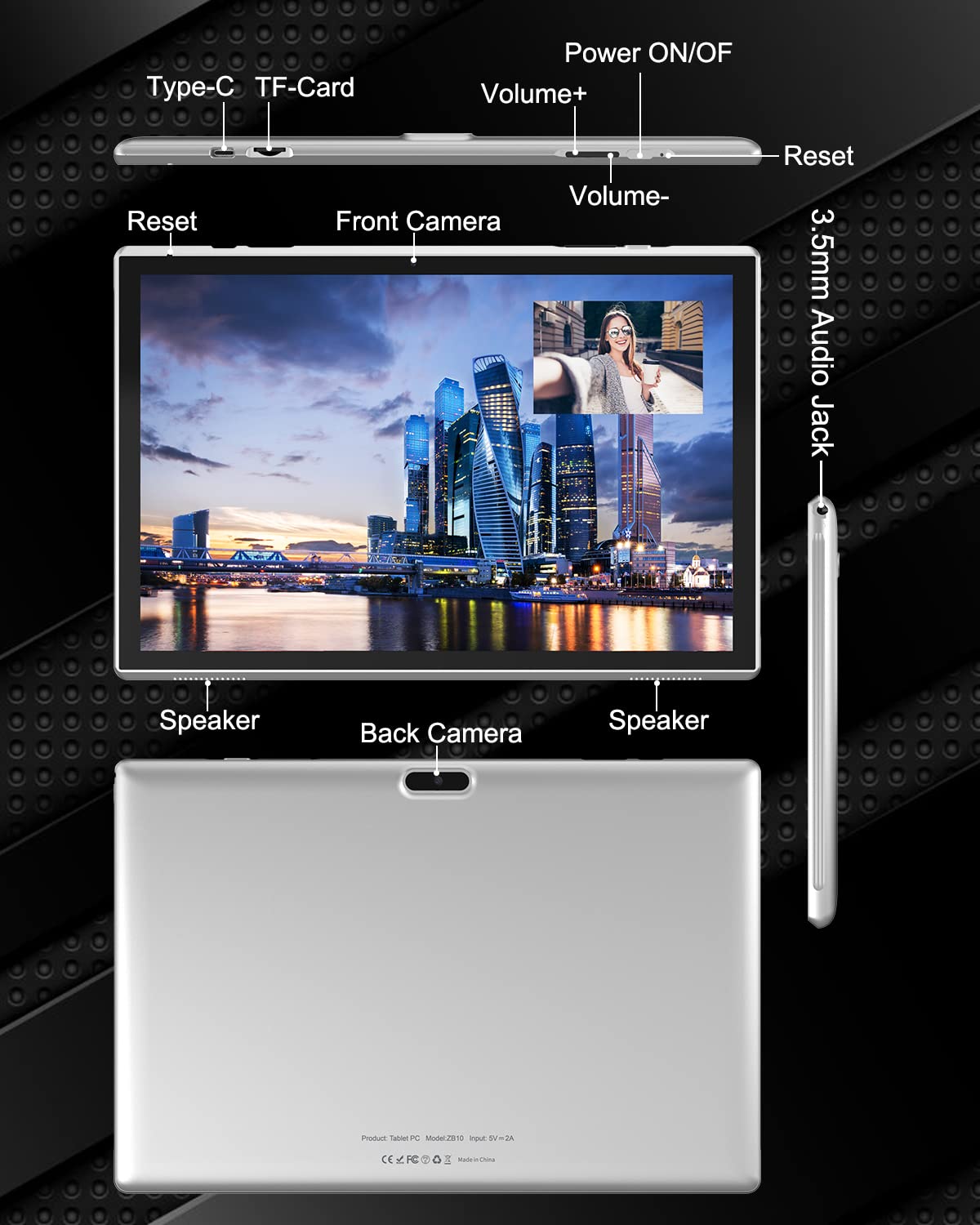 Tablet ZZB 10 Pulgadas Android Tablets, 32GB ROM 512GB - Imagen 8